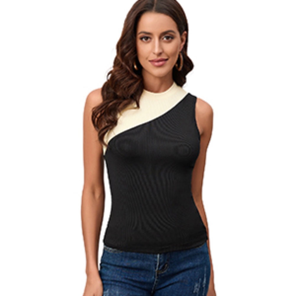 ✨4 for $15✨ SHEIN black and taupe mock neck sleeveless top